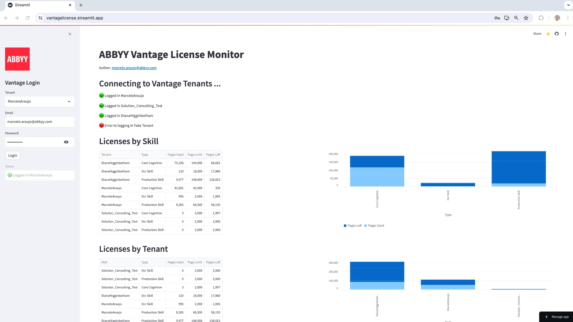 Vantage License Monitor - screenshot